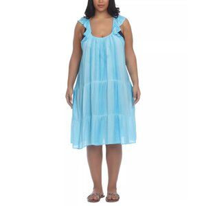 Raviya Womens Plus Size 1X Pigment-Wash Off-The-Shoulder Dress Swim Cover-Up $54